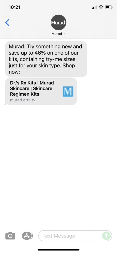 Murad Text Message Marketing Example - 06.15.2021