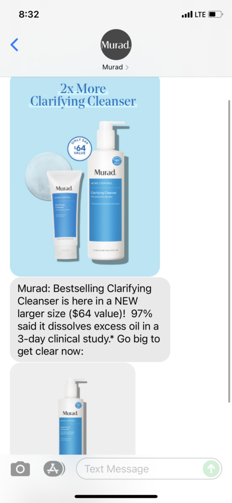 Murad Text Message Marketing Example - 06.23.2021