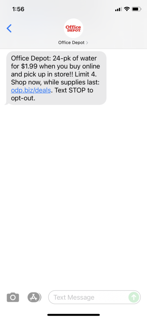 Office Depot Text Message Marketing Example - 06.22.2021