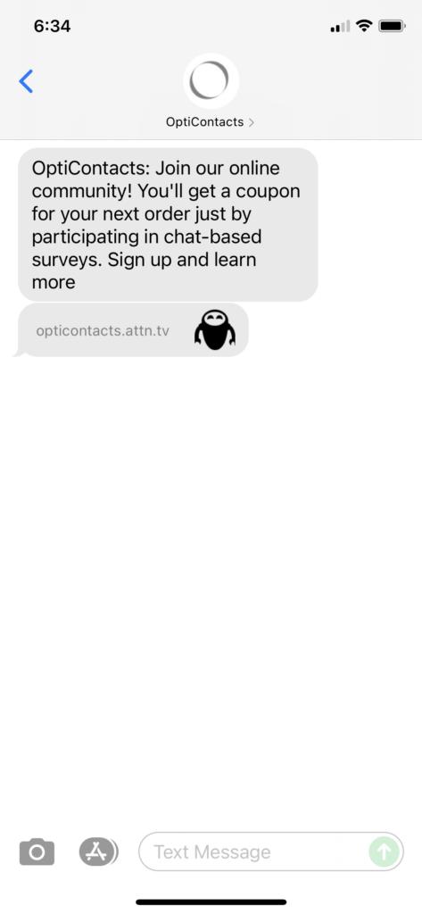 OptiContacts Text Message Marketing Example - 06.30.2021