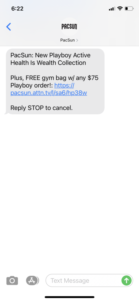 PacSun Text Message Marketing Example - 06.03.2021