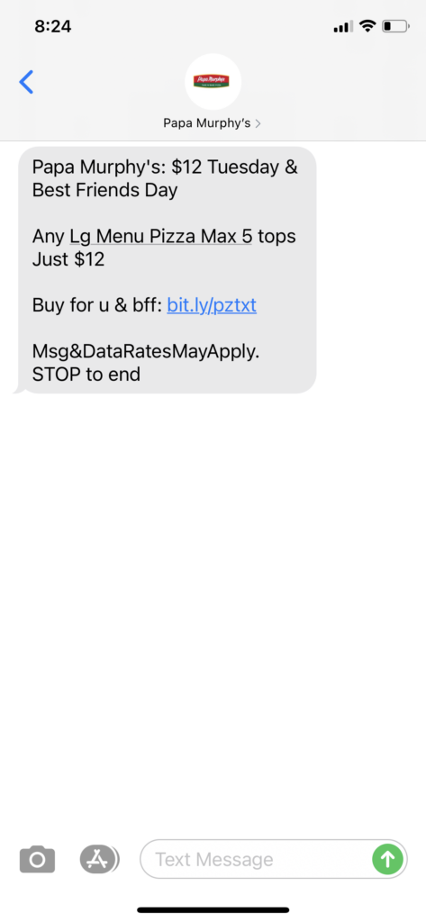 Papa Murphy's Text Message Marketing Example - 06.08.2021
