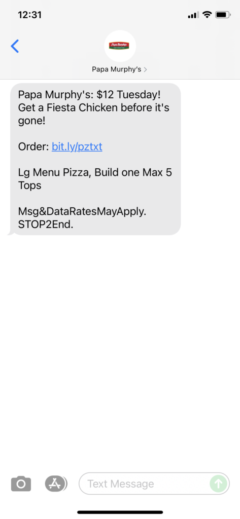 Papa Murphy's Text Message Marketing Example - 06.22.2021