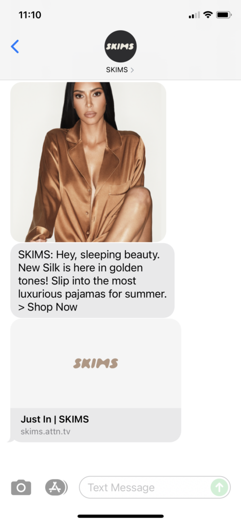 SKIMS Text Message Marketing Example - 06.09.2021