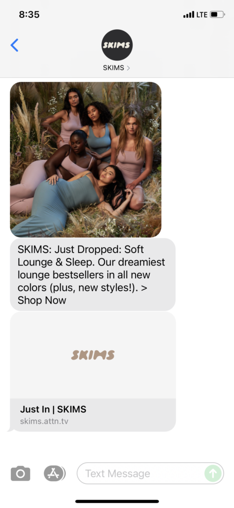 SKIMS Text Message Marketing Example - 06.23.2021