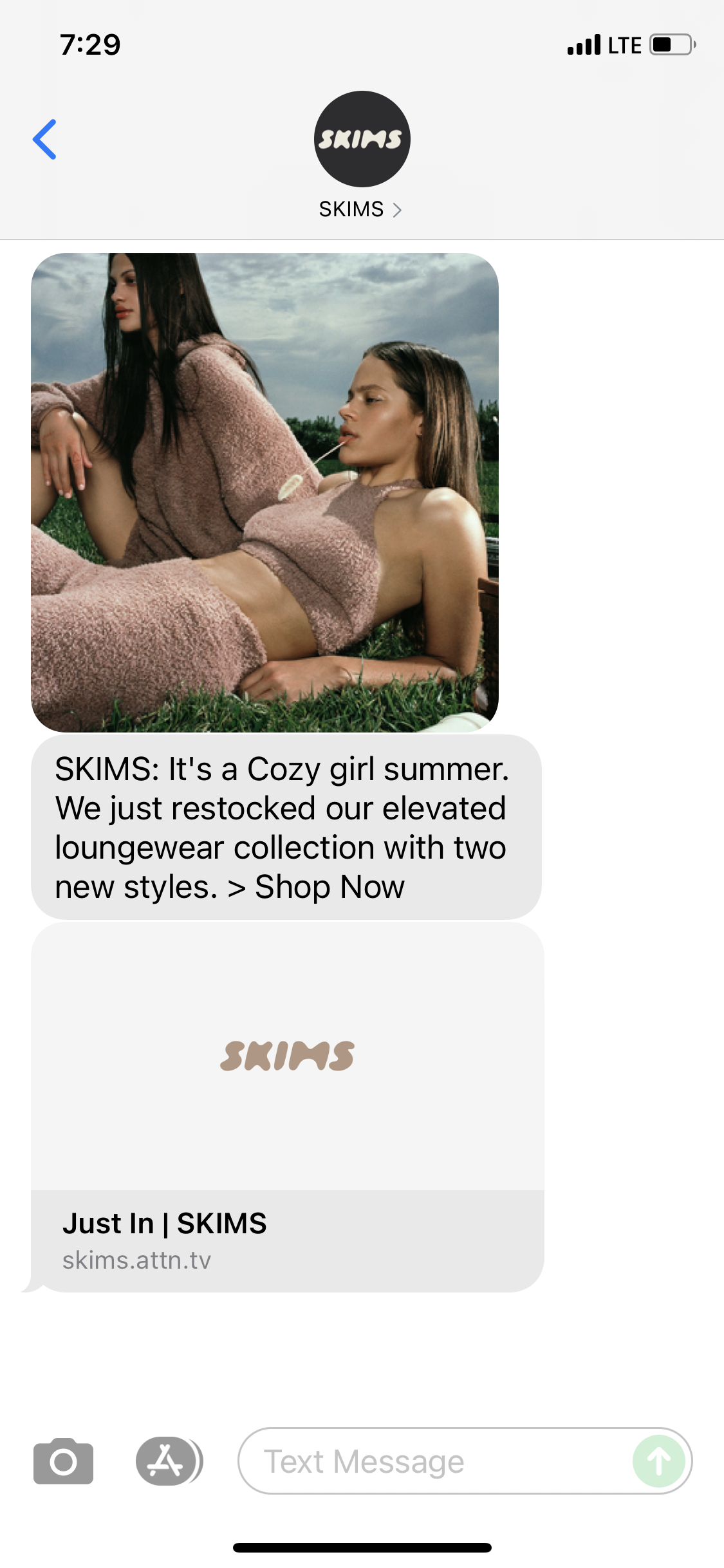 SKIMS Text Marketing Examples