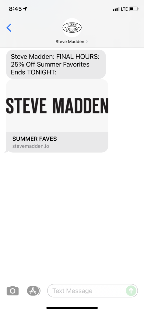Steve Madden I Text Message Marketing Example - 06.30.2021