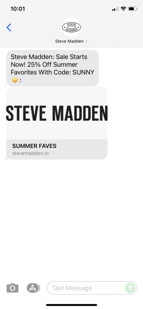 Steve Madden Text Message Marketing Example - 06.17.2021