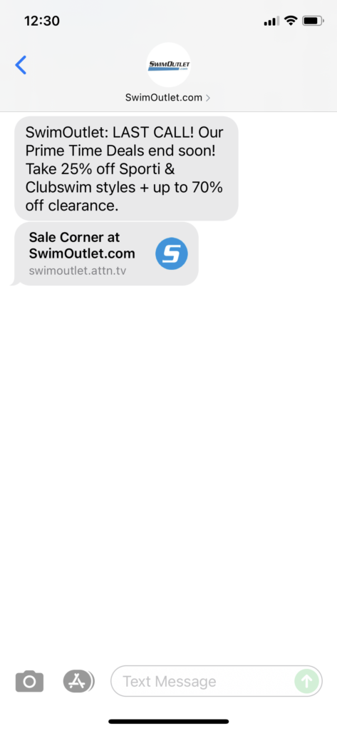 SwimOutlet.com Text Message Marketing Example - 06.22.2021