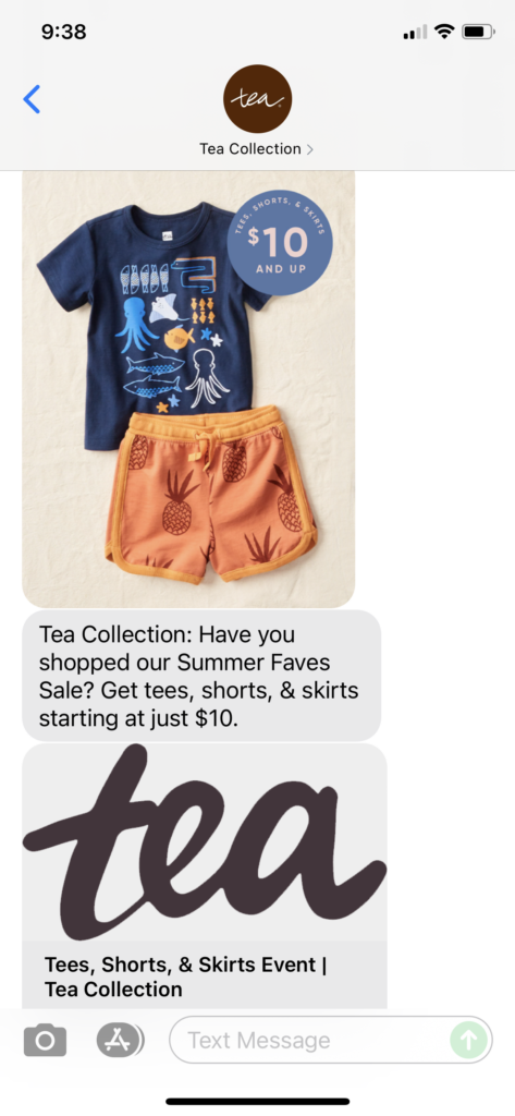 Tea Collection Text Message Marketing Example - 06.19.2021