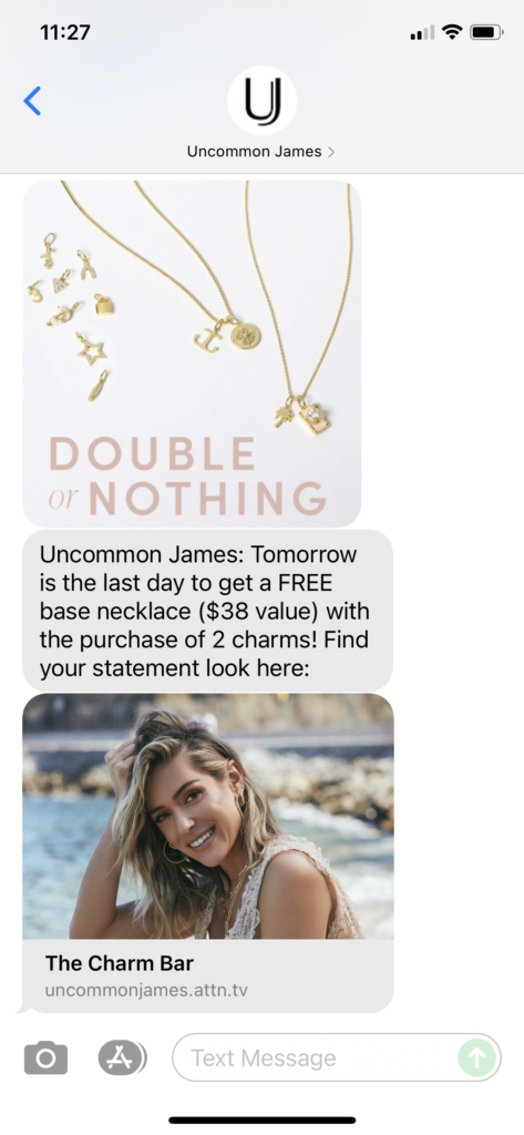 Uncommon James Text Message Marketing Example - 06.13.2021