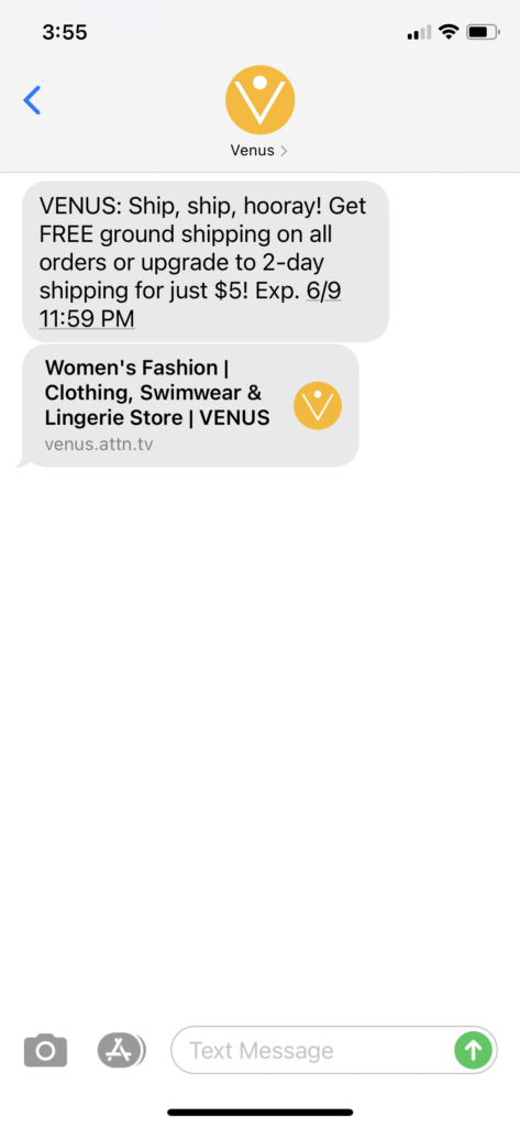 Venus Text Message Marketing Example - 06.07.2021
