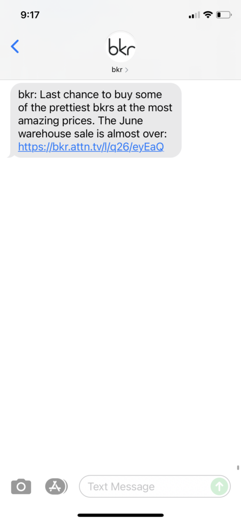 bkr Text Message Marketing Example - 06.29.2021