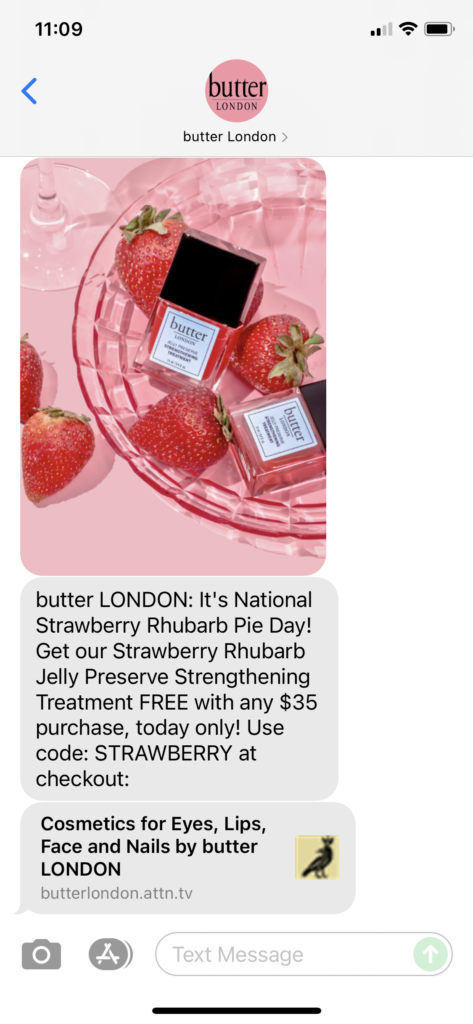 butter London Text Message Marketing Example - 06.09.2021