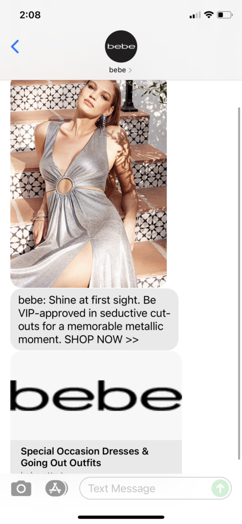 Bebe Text Message Marketing Example - 07.13.2021