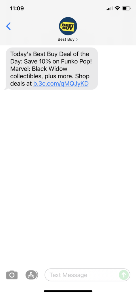 Best Buy 1 Text Message Marketing Example - 07.09.2021