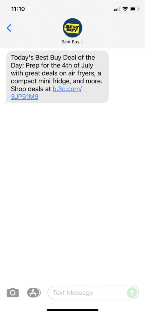 Best Buy Text Message Marketing Example - 06.25.2021