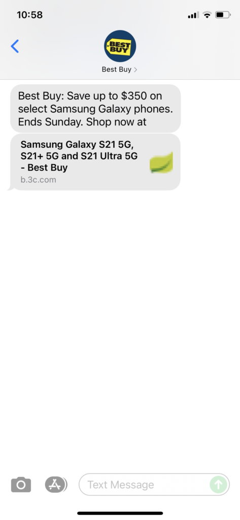 Best Buy Text Message Marketing Example - 07.09.2021