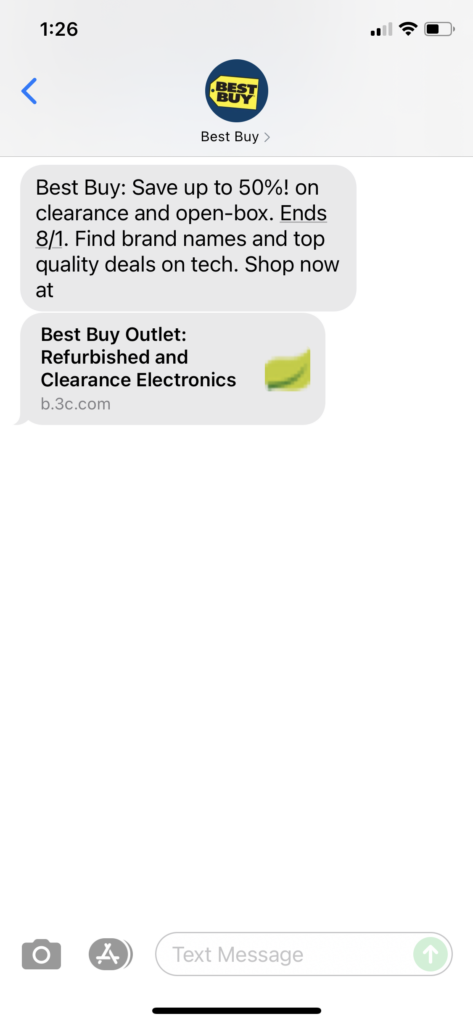 Best Buy Text Message Marketing Example - 07.15.2021
