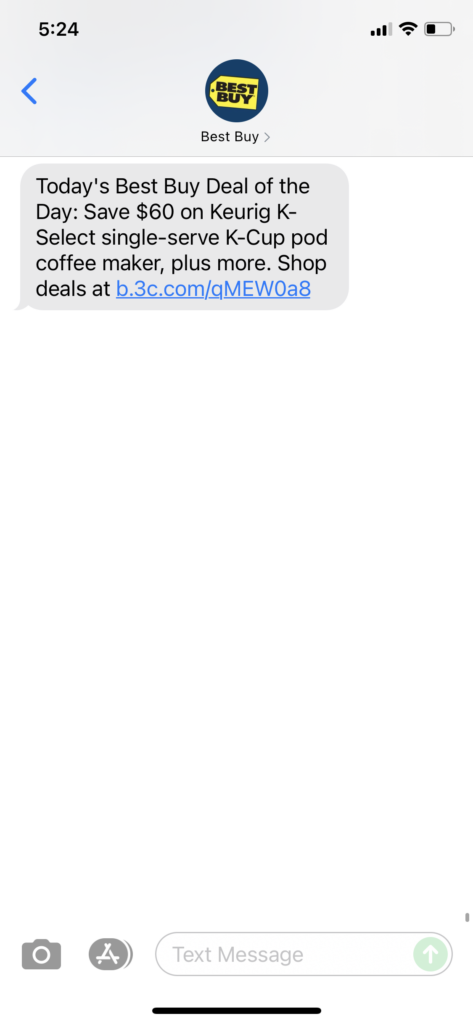 Best Buy Text Message Marketing Example - 07.25.2021
