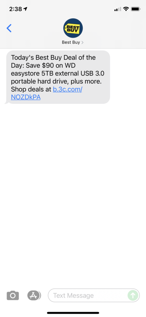 Best Buy Text Message Marketing Example - 07.26.2021