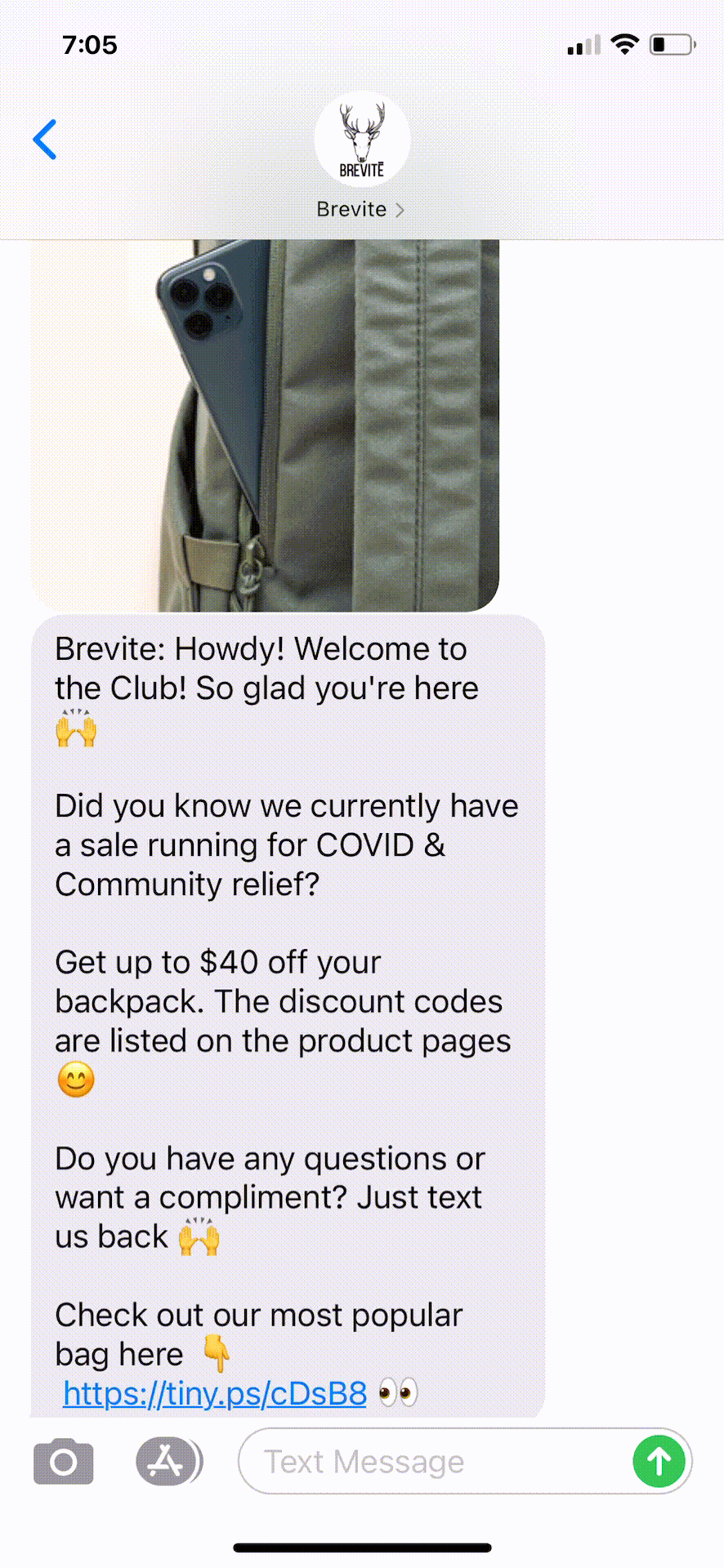 Brevite-1-Text-Message-Marketing-Example-07.28.2020-