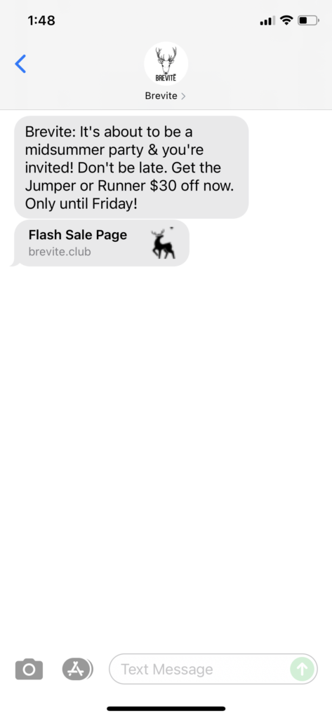 Brevite Text Message Marketing Example - 07.14.2021
