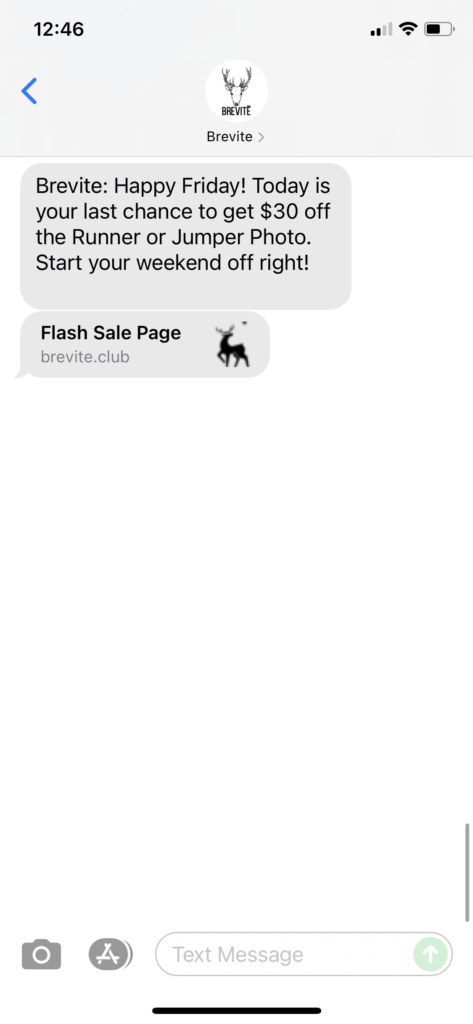 Brevite Text Message Marketing Example - 07.16.2021