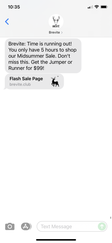 Brevite Text Message Marketing Example - 07.17.2021