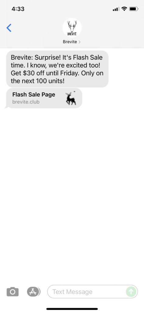 Brevite Text Message Marketing Example - 07.28.2021