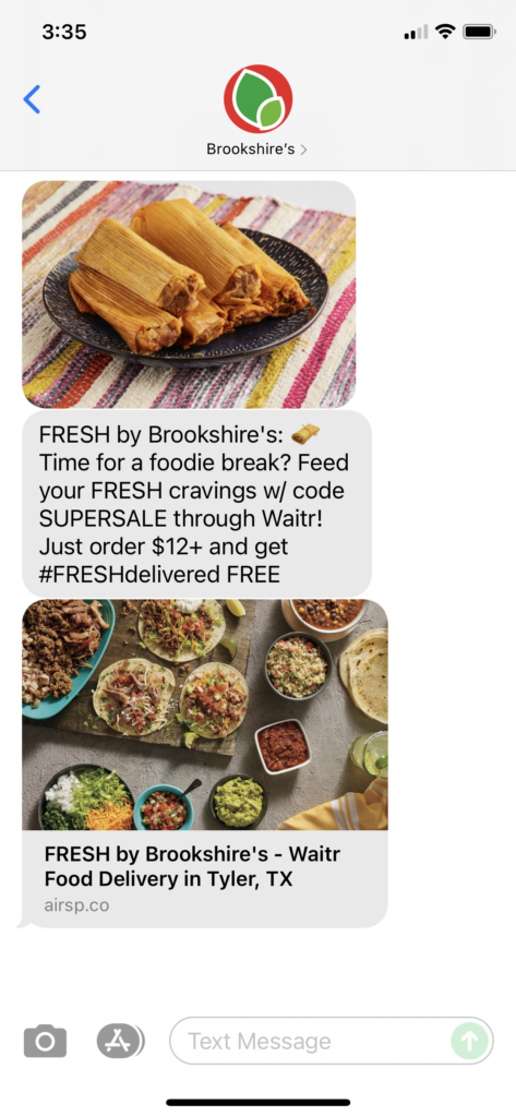 Brookshire's Text Message Marketing Example - 07.30.2021
