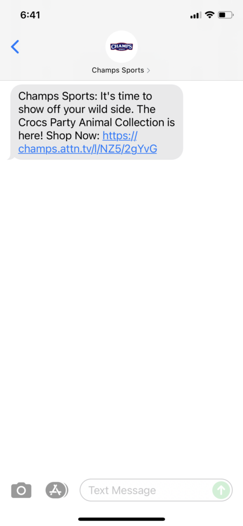 Champs Sports Text Message Marketing Example - 07.07.2021