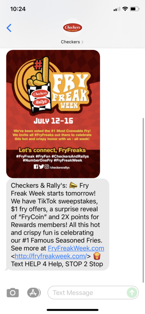 Checkers Text Message Marketing Example - 07.11.2021