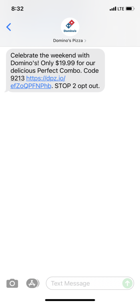 Domino's Text Message Marketing Example - 07.18.2021