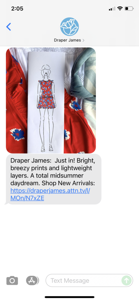 Draper James 1 Text Message Marketing Example - 07.18.2021