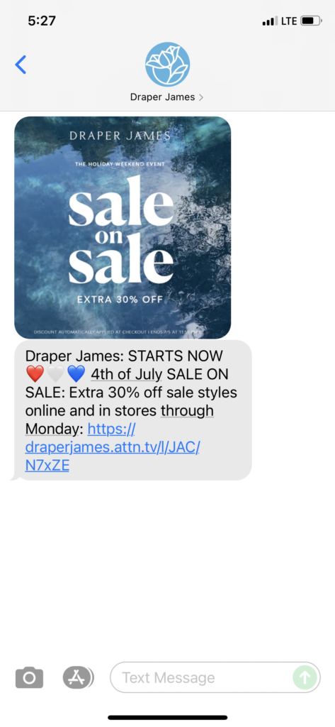 Draper James Text Message Marketing Example - 07.01.2021