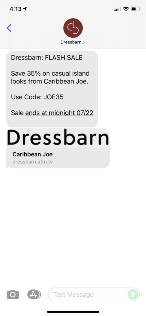 Dressbarn Text Message Marketing Example - 07.21.2021