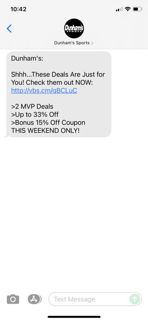 Dunham's Text Message Marketing Example - 07.10.2021