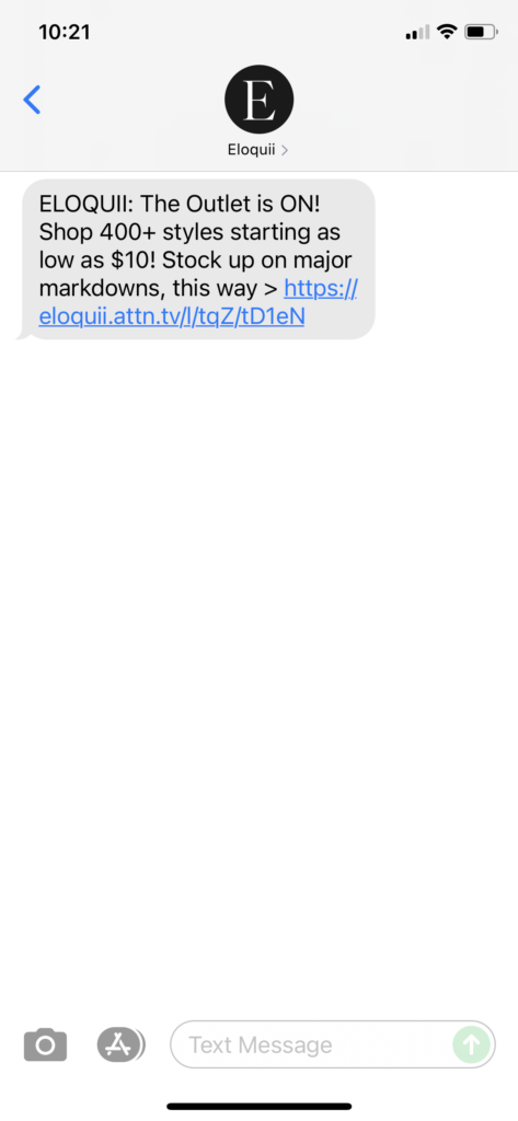 Eloquii Text Message Marketing Example - 07.11.2021