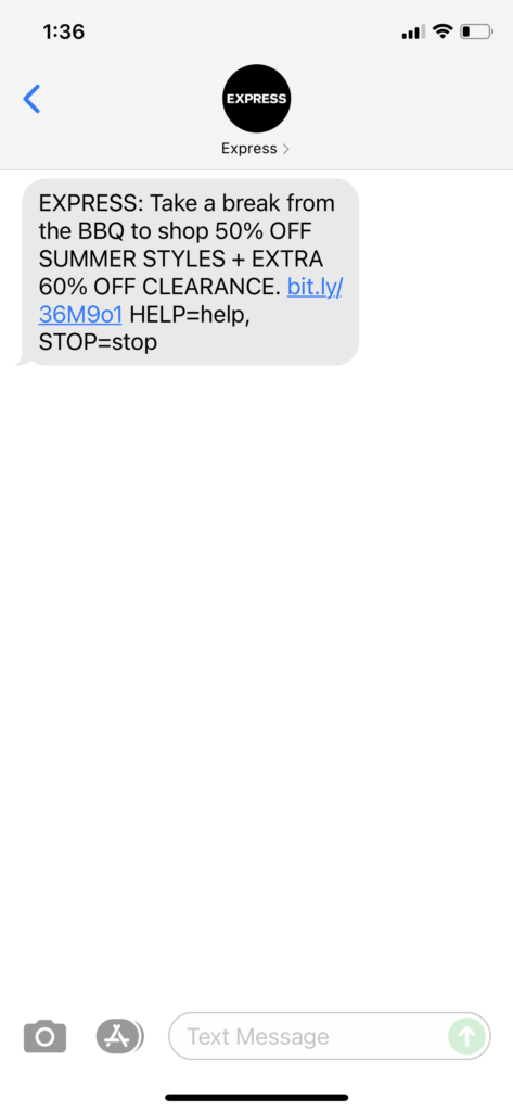 Express Text Message Marketing Example - 07.03.2021