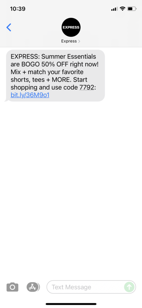 Express Text Message Marketing Example - 07.10.2021