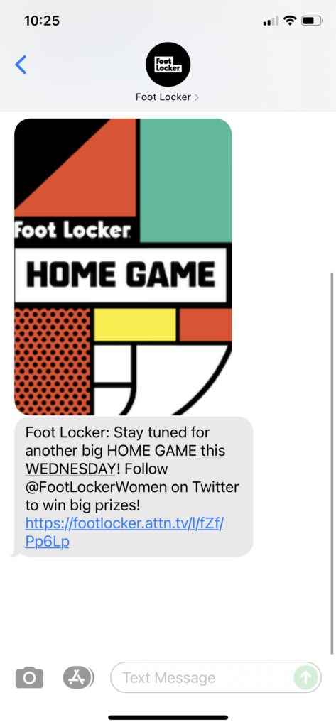 Foot Locker Text Message Marketing Example - 07.11.2021