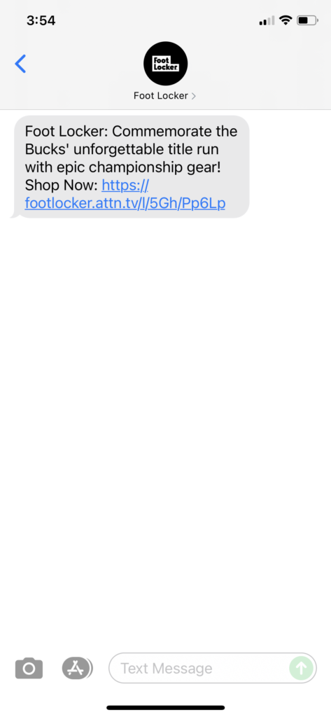 Foot Locker Text Message Marketing Example - 07.21.2021