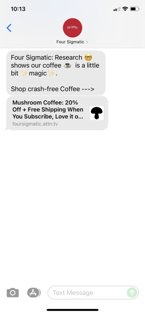 Four Sigmatic Text Message Marketing Example - 07.12.2021