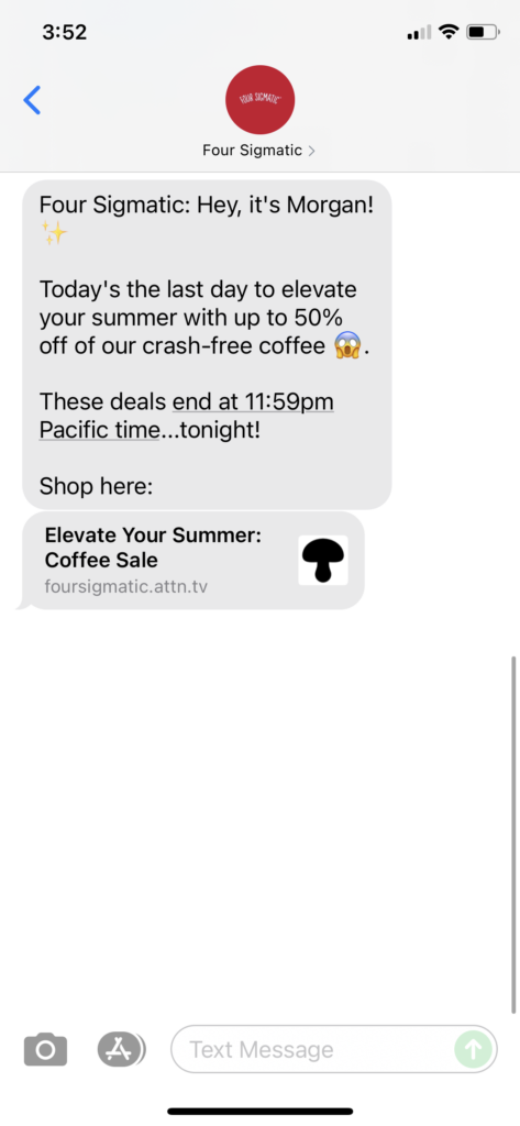 Four Sigmatic Text Message Marketing Example - 07.21.2021
