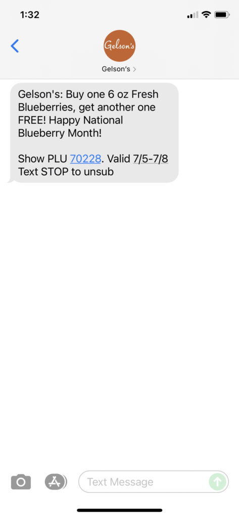 Gelson's Text Message Marketing Example - 07.05.2021