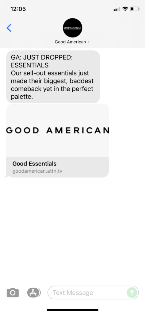 Good American Text Message Marketing Example - 07.13.2021