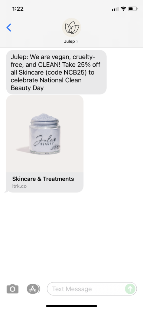 Julep Text Message Marketing Example - 07.15.2021