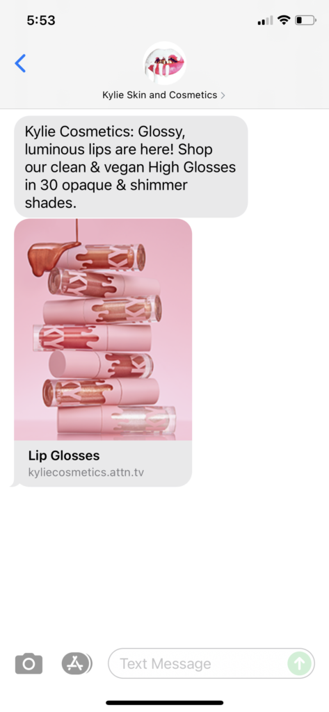 Kylie Skin and Cosmetics Text Message Marketing Example - 07.23.2021