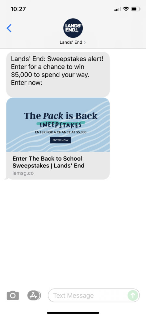 Lands' End Text Message Marketing Example - 07.11.2021
